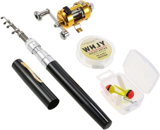Mini Telescopische Hengel Set met Draagtas, Aluminium Spoel, Vissnoer en Lure Haak voor Effectief Vissen