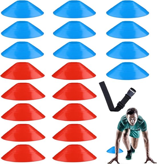 Minitrainingskegels voor voetbal basketbal training oefeningen - Set van 40 - Rood Blauw . van Merkloos