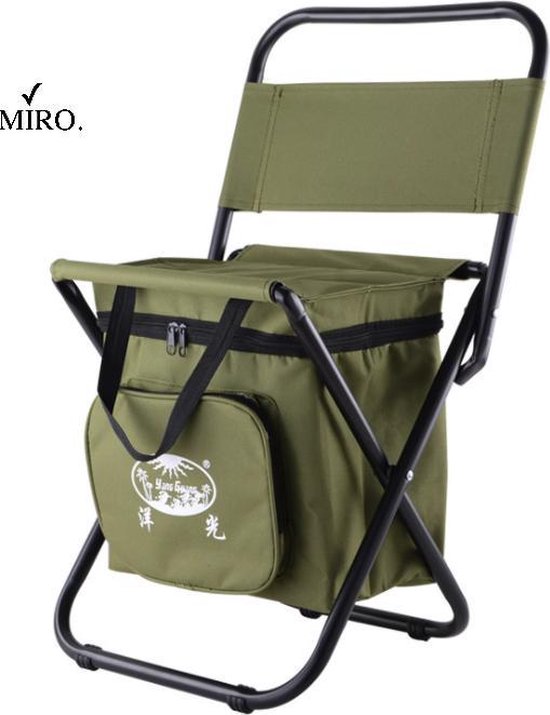 MIRO® Vissersstoel - Visstoeltje Met Rugleuning - Inklapbare Stoel - Campingstoeltje Opvouwbaar - Visspullen Vouwstoel Lichtgewicht - met Opbergtas - Outdoor Groen van Merkloos