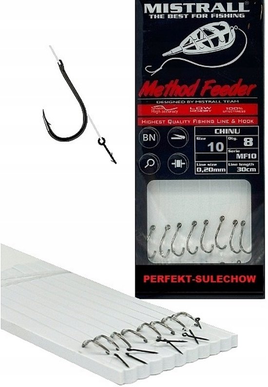 Mistrall Method Feeder Haczyki Nr. 10, 0,20 mm, 8 st. van Mistrall