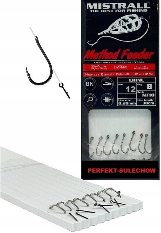 Mistrall Method Feeder Haken met Ingevoegde Naald - Maat 12 van Mistrall