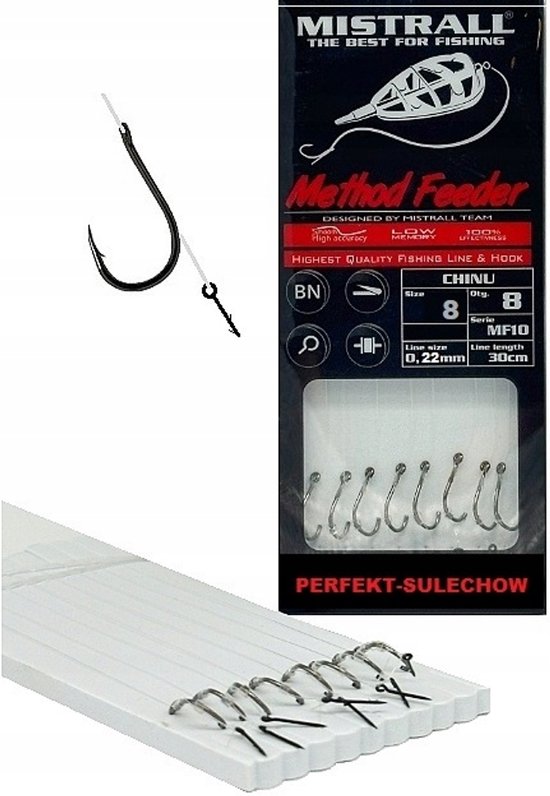 Mistrall Method Feederhaak maat 8 - 0,22 mm - 8 stuks van Mistrall