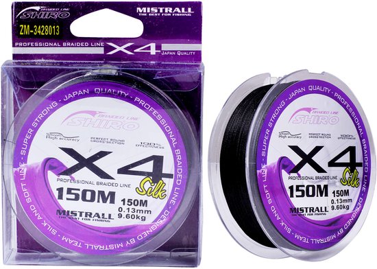 Mistrall Shiro X4 Vlechtlijn 150m Zwart 0.10mm van Mistrall