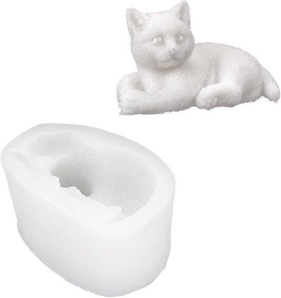 mit Herz Siliconen vorm kat 3 | kattenfiguur zelf gieten | DIY | gietvorm voor epoxyhars, gips, beton, was of zeep | voedselveilig