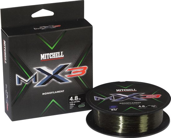 Mitchell MX3 Monofilament 150m 0.14mm Green van Merkloos