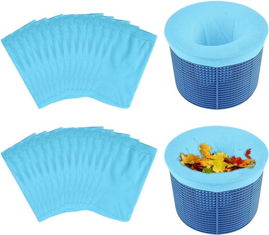 mizikuu 30 stuks pool skimmer sokken, skimmer mand mesh nylon filtersokken pool skimmer sokken Herbruikbare zwembad skimmer sok voor oppervlakte skimmer Verwijdert bladeren en vuil, blauw