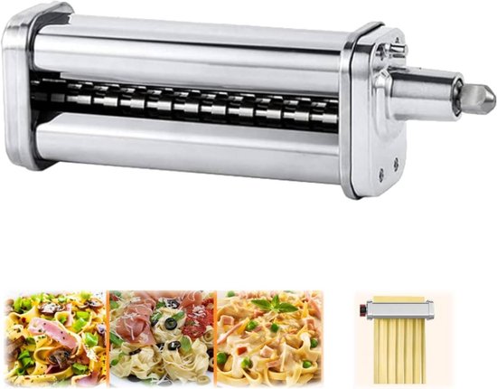 MK Stoer - Pasta Roller Cutter Attachment - RVS Spaghetti Noedels Pers - Roestvrijstalen Pasta Sheet Roller - Pastamaker Accessoires - Kitchenaid Standmixer - Fettuccine - Geschikt voor Spaghetti en Fettuccine. van MK Stoer