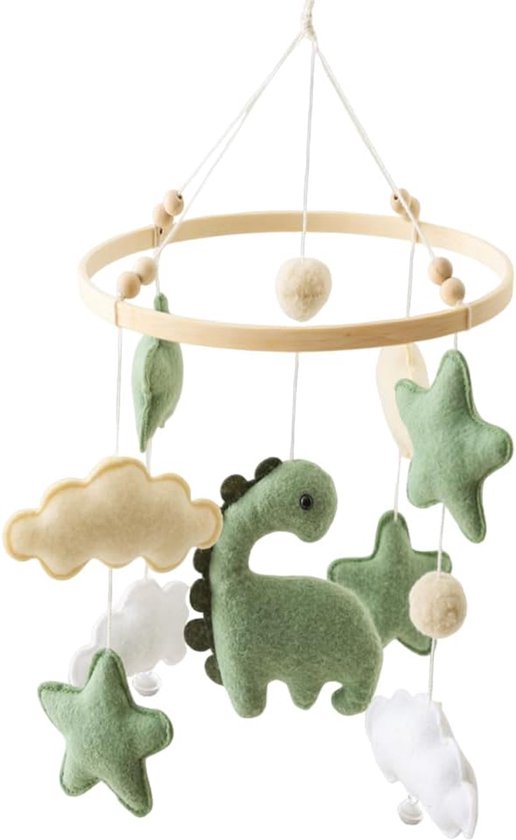 Mobiel voor babybed, babybed met dinosaurussen, wolken en sterren, windgongen voor jongens en meisjes, decoratie om op te hangen voor de kinderkamer