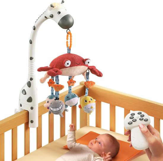 Mobiele baby met muziek en licht, draaibare en afneembare hangende mobiele baby, muziekdoos voor babybed voor baby's van 0-12 maanden