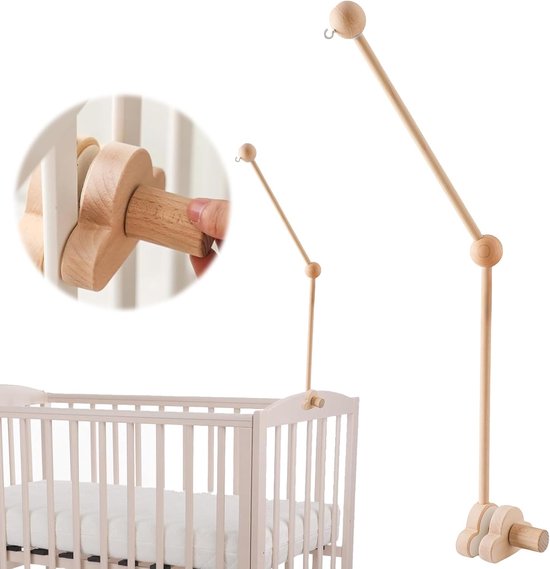 Mobiele houder voor baby's, beweegbare standaard van hout, baby- en kinderbed