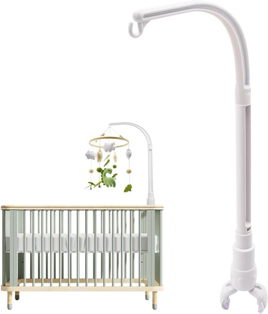Mobiele houder voor baby's, wit, afneembaar, verstelbaar, mobiel, doe-het-zelf windpiek, ophanging voor kinderbed, kinderkamer, decoratie, + maanden, zonder speelgoed en zonder