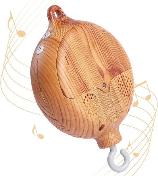 Mobiele muziekdoos voor baby's, houtlook, bedbel, mobiele motor, spinner