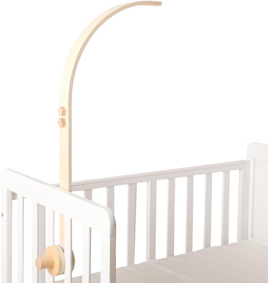 Mobile Bracket Wood voor ophanging Baby Mobile, Tafelbeugel Hout Curve Hout Mobiele beugel Pasgeboren Jongmeisje Babybed Decoratie Woon Brown Crib Mobiele houder