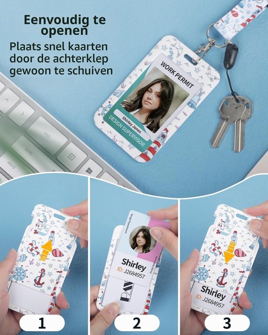 Moderne Uitbreidbare ID Kaart Houder met Cruise Patroon, Retractable Badge Reel, Carabiner en Sleutelhanger voor Vrouwen en Verpleegkundigen, Ideaal voor Werk en Evenementen