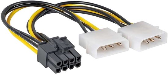 Molex stekker naar PCI-E 8-pins female adapterkabel 15 cm