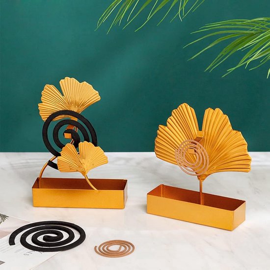 Mosquito Spool Holder, 2 Pieces Muggenhouder Scandinavian Stijl Met Haak Creatief Retro Ginkgo Biloba Hangrek Voor Muggenspiraal Voor Thuis Kantoor Bathcamber Inside Ornament van Merkloos
