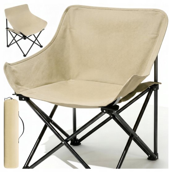 MOZY® - Inklapbare Kuipstoel - Beige - tot 120 kg - in Draagtas - Antislip - Campingstoel - Visstoel - Vissen - Vissersstoeltje van MOZY®
