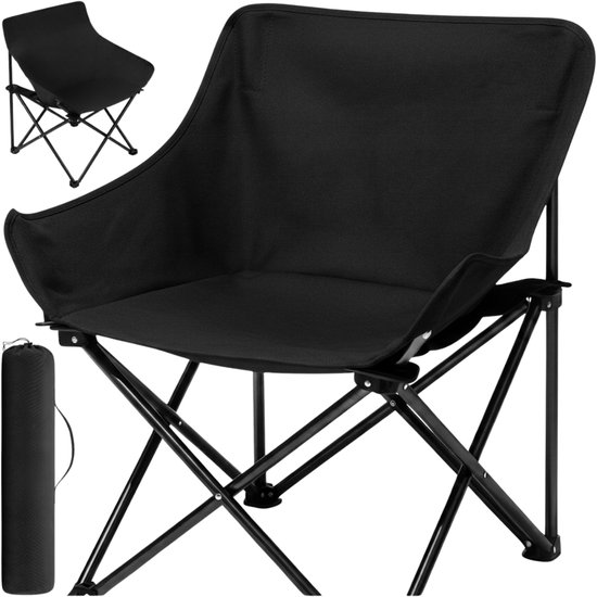 MOZY® - Inklapbare Kuipstoel - Zwart - tot 120 kg - in Draagtas - Antislip - Campingstoel - Visstoel - Vissen - Vissersstoeltje
