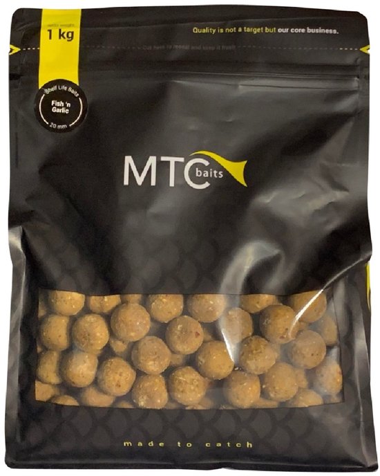MTC Baits Fish 'n Garlic Boilies 20mm 1kg - Karperboilies Karpervissen - Vis Knoflook Boilies