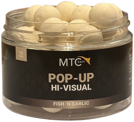 MTC Baits Fish 'n Garlic Pop-Up Hi-Visual 14mm van MTC Baits