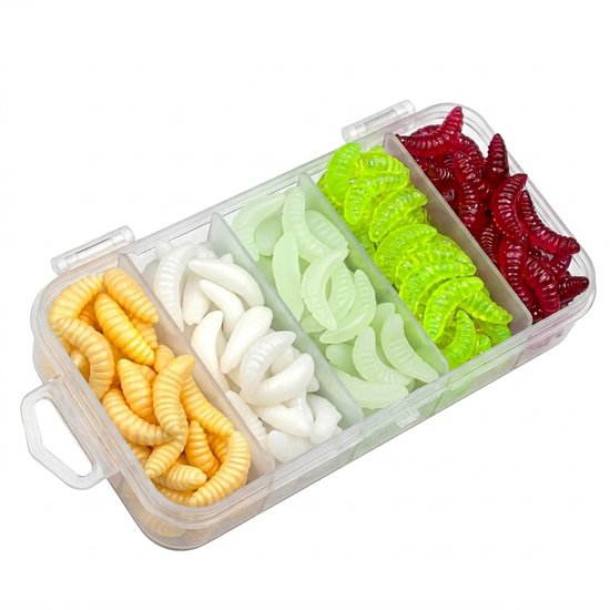 Multicolor vis aas softbait kunstaas set unisex siliconen maden insect aas bionische karper wormen voor vliegvissen en zoetwater vissen 100 stuks