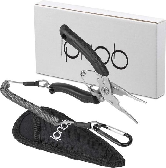 Multifunctional Stainless Steel Fishing Pliers - Hook Remover Tool for Fishing - Comfortable Handle Black van Merkloos