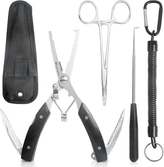 Multifunctionele 3-delige Vissershengel Set met Lanyard, Inclusief Ateria Tang, Haakontkoppelaar en Lijnsnijders, Roestvrij Staal, Ideaal voor Vissers en Outdoor Activiteiten