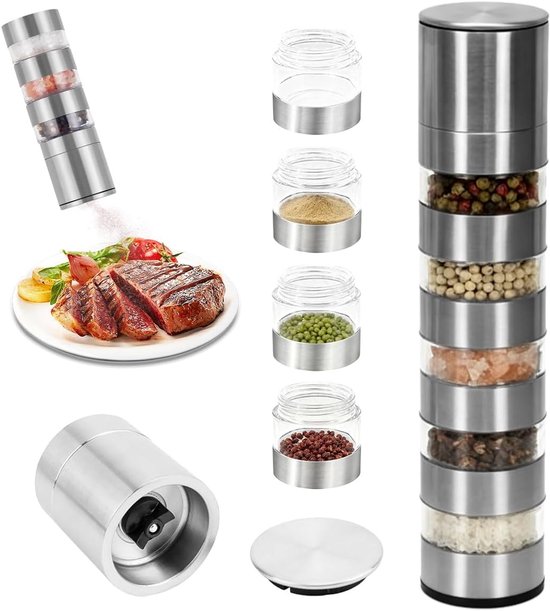 Multifunctionele 5-in-1 Kruidenstrooier voor Camping, Keuken en BBQ met Specerijenmolen