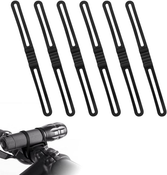 Multifunctionele Fietssiliconen Band - 6 Stuks Verstelbare Elastische Houder voor Fietslampen, Gereedschap en Mobiele Apparaten (20 x 1.5 cm) van Merkloos