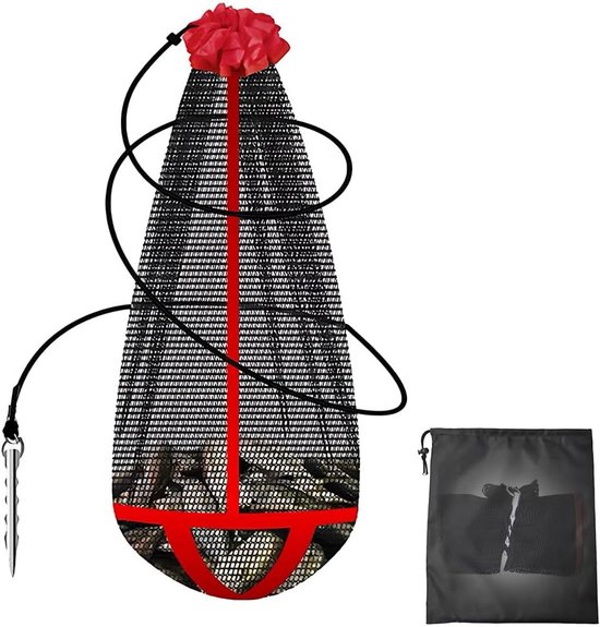 Multifunctionele Nylon Visnetzak voor Buiten, Draagbaar Ontwerp voor Vissers, Visaccessoires, H 100 cm, Ø 38 cm, Ideaal voor Visliefhebbers