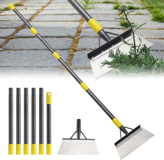 multifunctionele platte tuinschep, onkruidschraper met steel, uittrekbare 235 cm, tuinreinigingsschep, mosverwijderaar voor wieden, krabben, ijsverwijderen