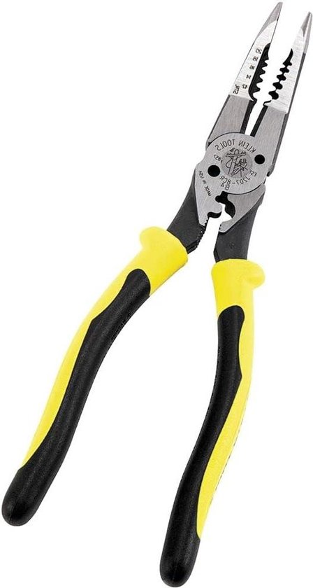 Multifunctionele punttang met krimptang - krimps - strepen snijden - lussen en schaar - geel/zwart - KLEIN TOOLS J207-8CR van Merkloos