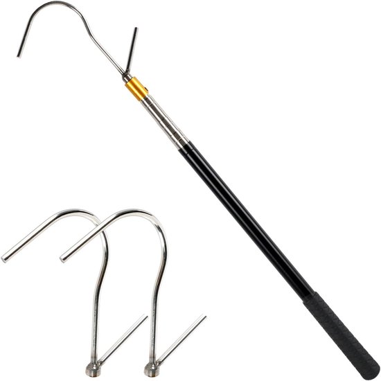 Multifunctionele telescopische zolderhaak 41-150cm - RVS met rubberen handgreep - Precisie lengteverstelling - ShopVlot
