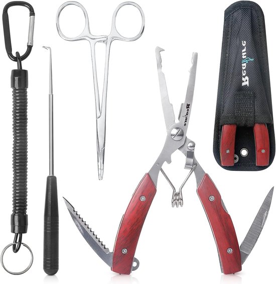 Multifunctionele Visgereedschap Set met 3 Delen: Rvs Tang, Haakopener en Lock Ring voor Vissers, Draagbaar en Duurzaam
