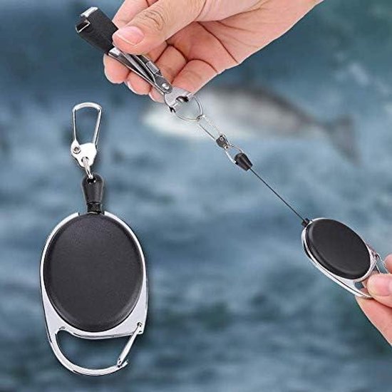 Multifunctionele visgereedschap voor vliegvissen - RVS ritssluiting & vislijnretractor met snoersnijder en knoopgereedschap van Merkloos