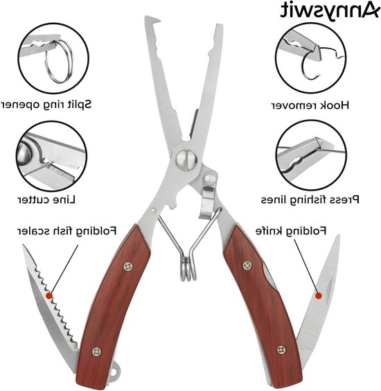 Multifunctionele Vissersset met Lanyard, Gebogen Forceps en Haakverwijderaar voor Eenvoudig Vissen en Onderhoud van Hengelsportuitrusting