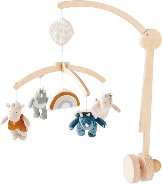 – Muziekmobiel van hout – Bali, Moka & Snow – Brahms-melodie – Compatibel met wiegje, ledikant en park – Ideaal vanaf de geboorte om je baby te kalmeren