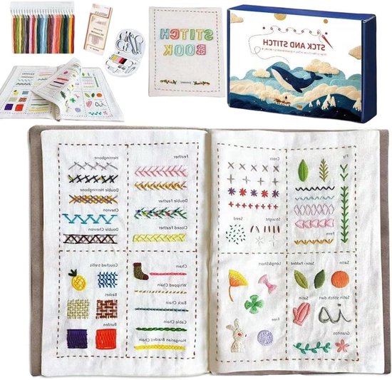 Naaiboek Beginners - Handwerk Gids - Creatief Leren - Voorbedrukte Stof - 20 cm - Meerkleurig