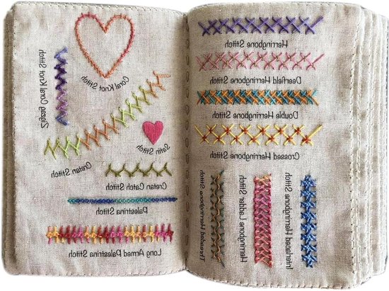 Naaiboek Borduursteken - Handwerk Gids - Decoratie Verfraaien - Losbladig Ontwerp - Familie Formaat - Linnen