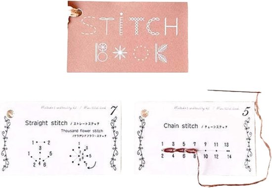 Naaiboek Set - Knutselboek Naaien - Beginners Leren - Basis Steken Oefenen - 15x8 cm van Merkloos