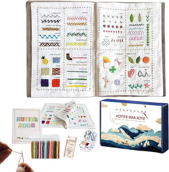 Naaiboeken Beginnersgids - Handprojecten Borduren - Creatief Leren - Stapsgewijze Instructies - 20 cm - Meerdere kleuren