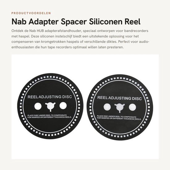 Nab Adapter Spacer - Siliconen Reel Instelschijf - Zwart - Voor Bandrecorders - 2 STKS - Voor Reel to Reel Tape Recorders