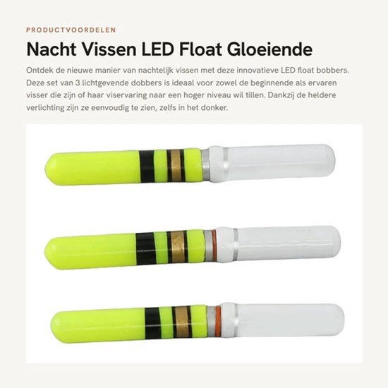 Nacht Vissen - LED Float - Gloeiende Bobbers - Groente - Lichtgevende Float - Gereedschap voor Nachtvissen - 3 Stuks