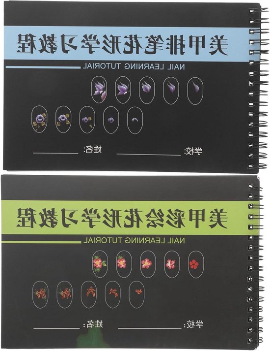 Nagelkunst Oefenboek - Manicure Sjabloon - Nagelontwerp Leren - Stapsgewijze Tutorials - 21 x 14 cm - Meerkleurig