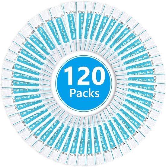 Nasaal Spoelzout voor Neusreiniging, 120 Stuks, Natuurlijk Sinus Spoelzout, Verfrissende Neusverzorging, Effectieve Neusirrigatie en Sinusverlichting