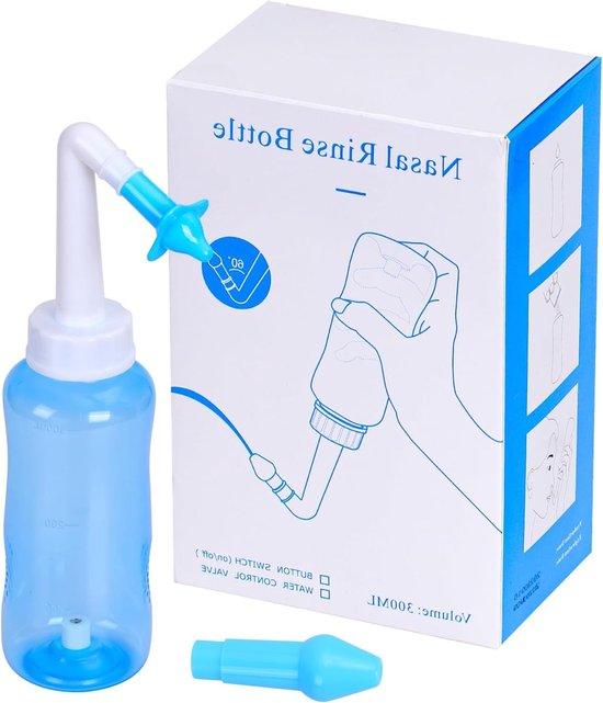 Nasal Reinigingsset voor Volwassenen en Kinderen, Neusspoeling en Sinusirrigatie, 300 ml, BPA-vrij en Effectieve Neusverzorging