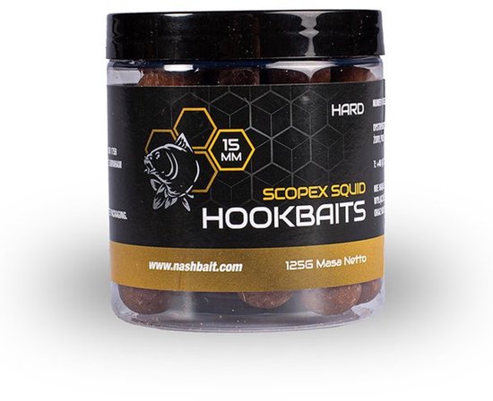 Nash Scopex Squid Hard Hookbaits 15mm 125gr van Merkloos