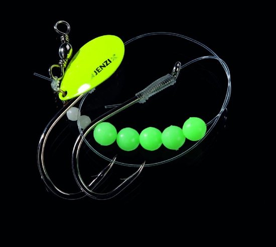 Natuur lokaas voorheilbot - 50 cm achterloper - 90 cm snoer - 2 x 10/0 haken - ShopVlot