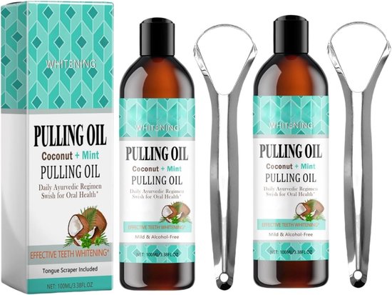 Natuurlijke Kokosolie Mondspoeling voor Gezonde Tanden, Verfrissende Pepermunt, 2 Stuks, Tandverzorging en Mondhygiëne