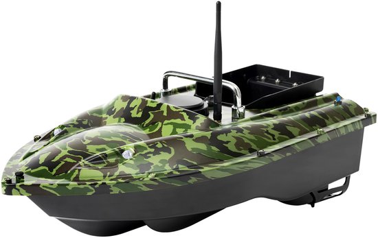 NAVOBIZ Visvoerboot - Voerboot karper - Baitboat - Aasboot - 500 meter bereik - LED-verlichting - Aascontainer van 1,5 kg - Groen
